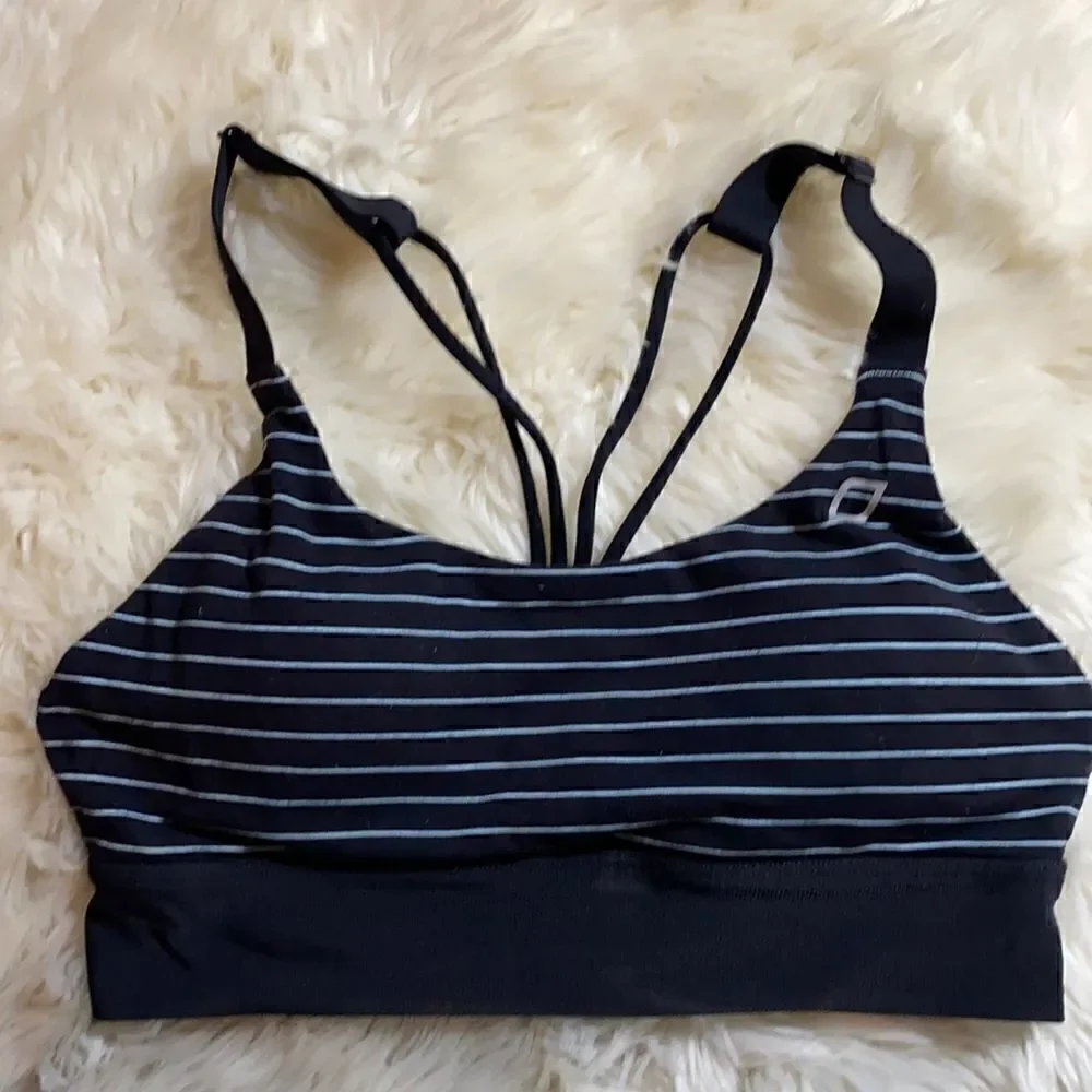 Lorna Jane xs navy blue stripe sports bra